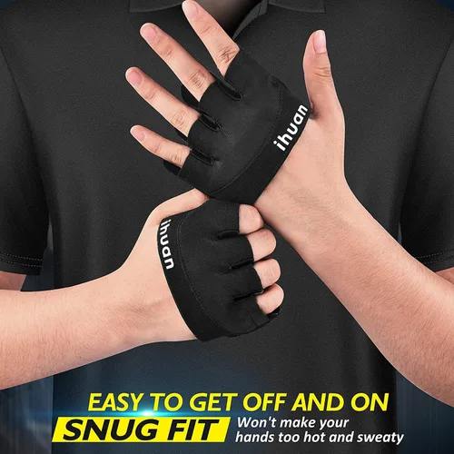 Miniatura 2 de ihuan Nuevos guantes de entrenamiento de gimnasio para levantamiento de pesas para hombres y mujeres, ideales para levantamiento de pesas