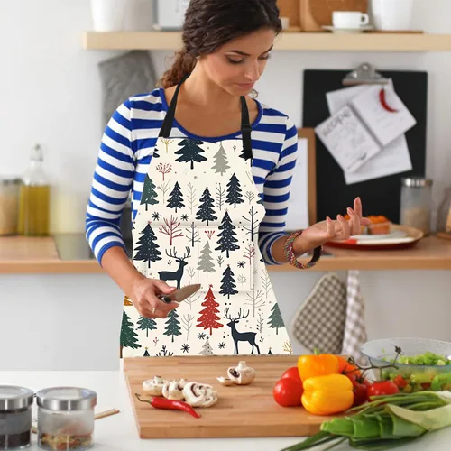 Miniatura 3 de Delantal de cocina para el hogar, cocina, horneado, jardinería, para mujeres y hombres, con bolsillos, impermeable, 32 x 28 pulgadas