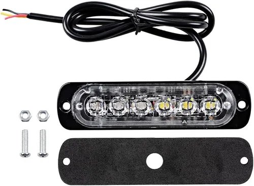 Miniatura 5 de Barra de luz estroboscópica Universal muy delgada de 6 LED, color ámbar / blanco, Modo de 16 parpadeos, luz de Advertencia para camionetas, autos