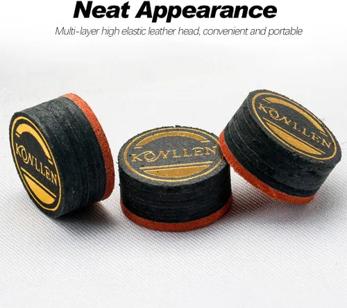 Miniatura 6 de KONLLEN Billar de billar de billar de 0.551 in, 8 capas de piel para taco profesional, accesorios de billar duraderos Carom Tip-H-5pcs-6 Capas