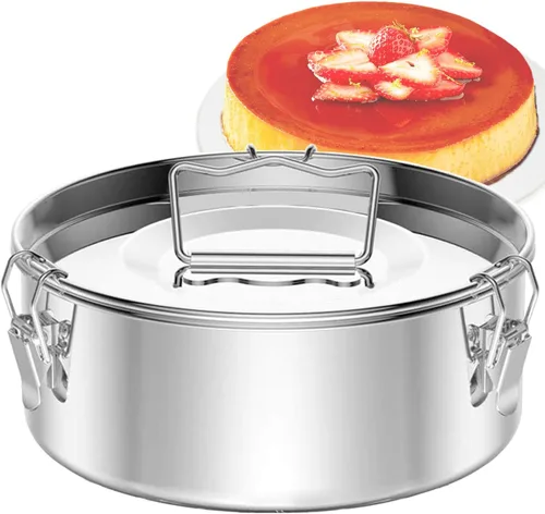 Miniatura 7 de Molde Flanera para sartén, molde de flan de acero inoxidable con tapa, máquina de flan para olla instantánea de 6 cuartos de galón