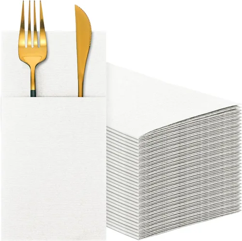 Miniatura 14 de Cindeer 150 piezas de servilletas de cena azul marino con sensación de lino, bolsillo plano incorporado, preplegadas, servilletas de papel 2-Azul