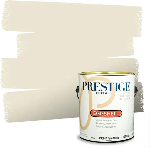 Miniatura 210 de PRESTIGE Paints Exterior Paint and Primer In One, 1-Gallon, Satin, Comparable Match of Benjamin Moore* Royal Linen* 931BM-PCM
