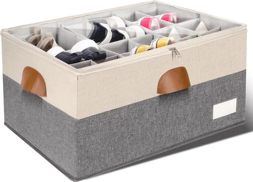 Miniatura 7 de Paquete de 1 organizador de zapatos para armario, contenedores de almacenamiento ajustables para zapatos, contenedores grandes plegables