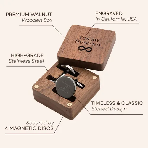 Miniatura 3 de MUUJEE Gemelos con caja de regalo de madera grabada