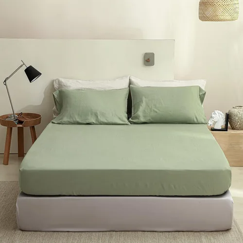 Miniatura 9 de Sábana bajera de 100 % lino lavado a la piedra, color sólido – (1 pieza) funda de colchón de 14 pulgadas de profundidad suave, natural transpirable