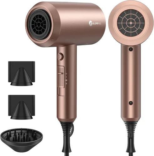 Miniatura 13 de Slopehill Secador de pelo iónico profesional, potente secadora de bajo ruido de secado rápido de 1800 W con 2 boquillas concentradoras, 1 accesorios