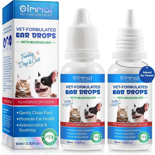 ZIXAOK 2 gotas de tratamiento para infecciones de orejas de perros y gatos, gotas de limpieza de oídos para mascotas con hidrocortisona al 1% para