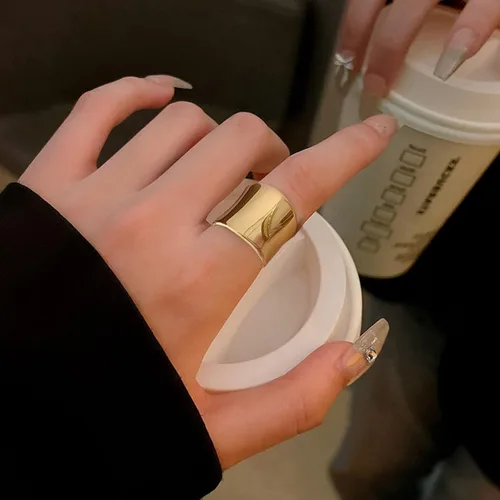 Miniatura 4 de Anillo de cóctel - EternityRings para mujer, anillos de acero inoxidable para el pulgar para hombres, anillo de banda ancha en tamaño 6 a 8, promesa