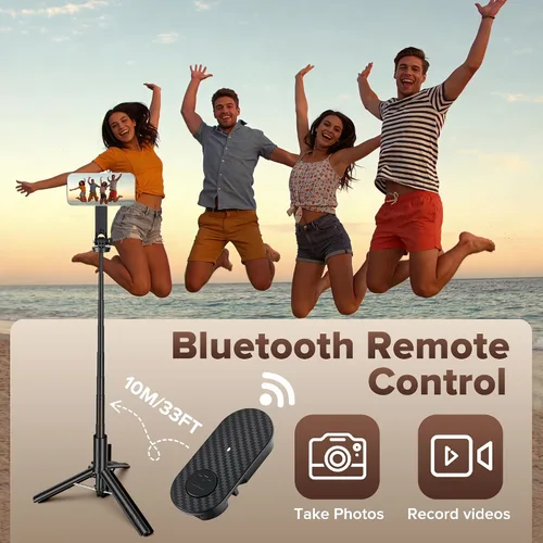 Miniatura 5 de Trípode magnético para selfie de 64 pulgadas, soporte de trípode de apertura automática con soporte giratorio de 360° para teléfono de viaje