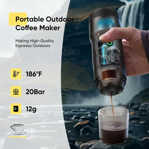 Miniatura 4 de Máquina de café espresso eléctrica portátil, cafetera autocalentable para automóvil con USB-DC, cafetera de viaje para camping, compatible