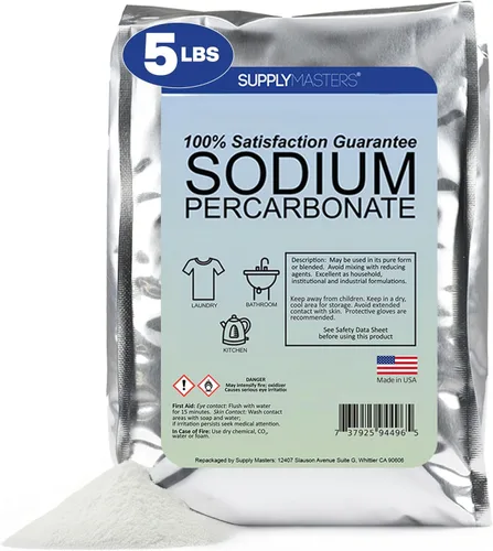 SupplyMasters - Polvo de percarbonato de sodio de 5 libras, fuente de oxígeno y alternativa a lejía, abrillantador de ropa, detergente para ropa y
