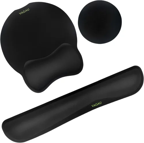 Miniatura 13 de VAGAU Reposamuñecas para teclado y mouse pad de alta calidad, juego de espuma viscoelástica ergonómica para oficina, laptop, Mac, computadora