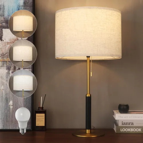 Lámpara de mesa con cadena de tracción de 26.4 pulgadas, moderna lámpara de noche de mediados de siglo para mesas auxiliares de sala de estar, luz