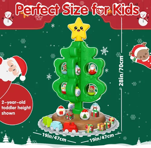 Miniatura 7 de maysida Árbol de Navidad Mini para Bebés, Juguetes Educativos de Plástico Coloridos, Marionetas de Dedo de Muñeco de Nieve/Alce/Papá Noel para Niños