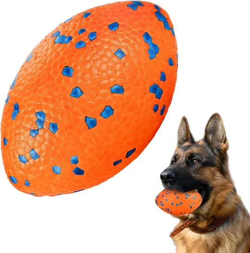FUSOTO Pelotas de 5.5 pulgadas para perros, juguetes de fútbol duraderos para perros masticadores agresivos, pelotas de rugby grandes, juguetes