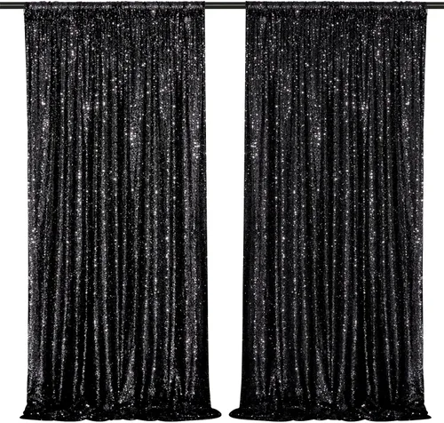 Miniatura 20 de Cortinas de fondo de lentejuelas rosas de 2 piezas, 2 pies x 8 pies, fondo de fotografía, cortina para fiestas con purpurina, fondo de boda, tela