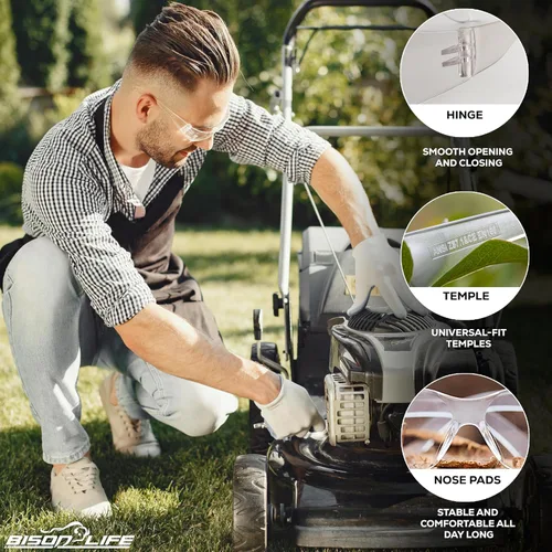Miniatura 4 de BISON LIFE - Lentes de seguridad con protección envolvente resistente a arañazos, lente de policarbonato resistente a impactos ANSI Z87.1