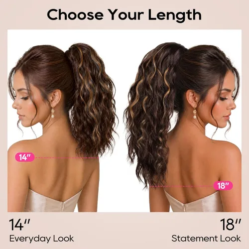 Miniatura 5 de REECHO Extensión de cola de caballo, extensión de cola de caballo de 18 pulgadas con clip de garra para mujer, extensiones de cabello largo, rizado