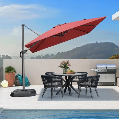 Miniatura 77 de PURPLE LEAF Sombrilla de Patio de 8 Pies para Exteriores Sombrilla Cantilever Cuadrada de Aluminio Sombrilla Offset con Rotación de 360 Grados