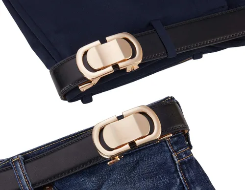 Miniatura 5 de Tonywell Cinturón de diseñador de cuero para hombre con hebilla de clic, ajuste exacto
