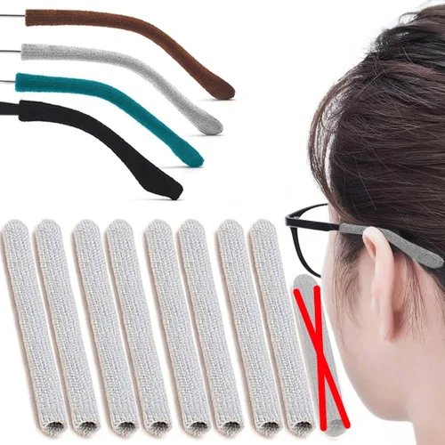 Miniatura 10 de 2 pares de agarraderas extendidas para orejas de anteojos, cojín de brazo de algodón de punto suave mejorado para anteojos detrás de la oreja