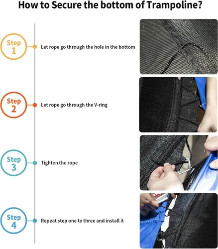 Miniatura 6 de Cliselda Trampoline Replacement Safety Net for 6 Straight Poles Round Frame Trampolines, Breathable and Weather-Resistant, with Adjustable Straps