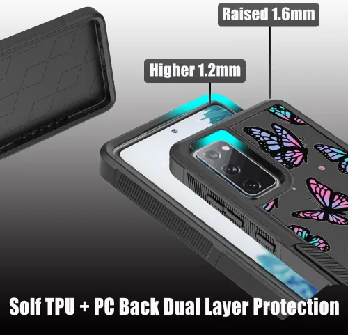 Miniatura 4 de Funda para teléfono Galaxy S20 FE 5G, funda de mariposa para Samsung Galaxy S20fe, funda resistente para Samsung S20 FE 5G/4G, funda protectora