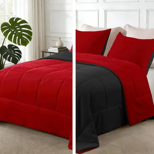 Miniatura 8 de Exclusivo Mezcla Juego de edredón ligero reversible tamaño individual, edredón alternativo al plumón con 1 funda de almohada, juego de ropa de cama