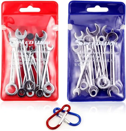 Miniatura 10 de SPEEDWOX Juego Mini de Llaves de Doble Extremo Abierto Métricas 4mm-11mm 10 piezas Llave de Cabeza Angular Super Fina con Bolsa de Almacenamiento