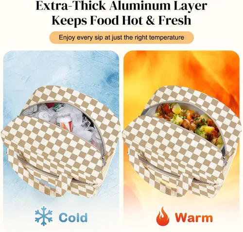 Miniatura 2 de Coobiiya Lonchera térmica de 12 litros para mujeres y hombres, lonchera de pana reutilizable, lonchera de gran capacidad con forro resistente a fugas