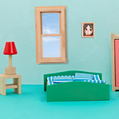 Miniatura 5 de Toyvian Ventana de madera para casa de muñecas, 1: 12 escala de casa de muñecas, mini marco de ventana, muebles de madera en miniatura