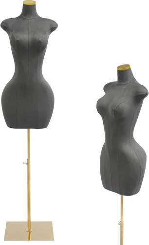 Miniatura 10 de Torso de maniquí femenino Forma de vestido de cuerpo ajustable Forma de vestido M-annequin para coser Altura ajustable de 59-83 pulgadas