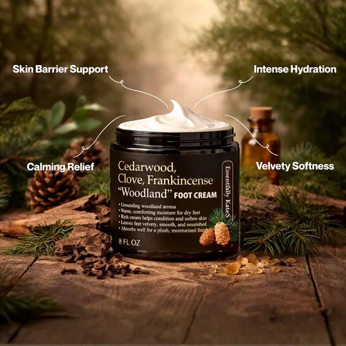 Miniatura 3 de Essentially KateS Crema para pies de madera de cedro + clavo + incienso Woodland de 8 onzas líquidas