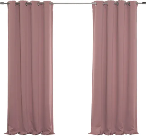 Miniatura 9 de Best Home Fashion Cortinas opacas con aislamiento térmico, ojales de acero inoxidable y níquel, color rosa bebé, 52 pulgadas de ancho x 63 pulgadas