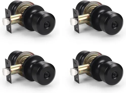 Miniatura 36 de KNOBWELL Paquete de 4 pomos de puerta cuadrados modernos para paso, pomos de puerta interiores, manija de puerta de pasillo y armario, color negro