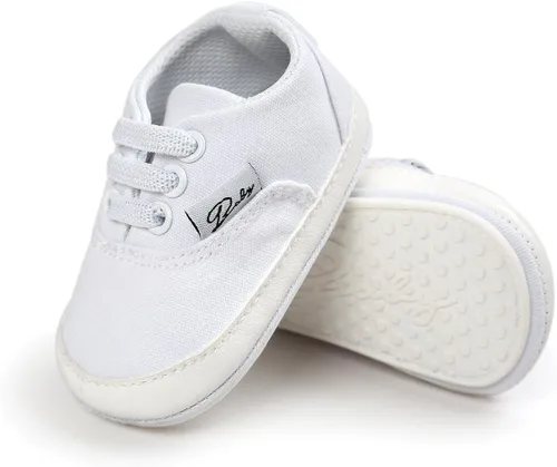 Miniatura 6 de Tenis de lona unisex para bebés, niños y niñas, suela de goma suave, tobillo alto, zapatos de cuna para niños pequeños