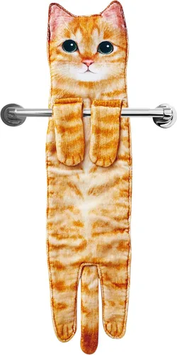 Divertidas toallas de mano – Lindas toallas colgantes y toallas de cara para decoración de gatos, súper absorbentes, suaves, inauguración de la