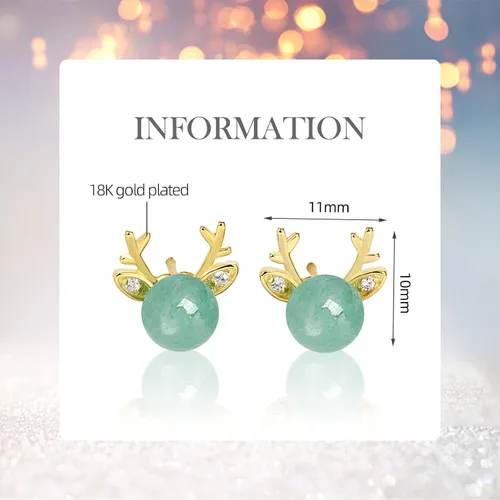 Miniatura 58 de Jade Earrings Studs,Green Jade Earrings for Women,925 Sterling Silver Earrings Studs for Sensitive Ears,Handmade Jade Earrings for Birthday