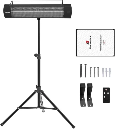 Miniatura 7 de ThermoMate Calentador Infrarrojo de Patio para Exteriores con Trípode, Eléctrico 1500W IP65 Impermeable con Control Remoto, 3 Niveles de Calefacción
