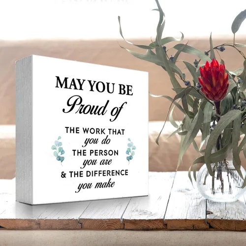 Miniatura 4 de Cartel de caja con citas inspiradoras con texto en inglés «May You Be Proud of the Work You Do», caja motivacional para decoración de pared