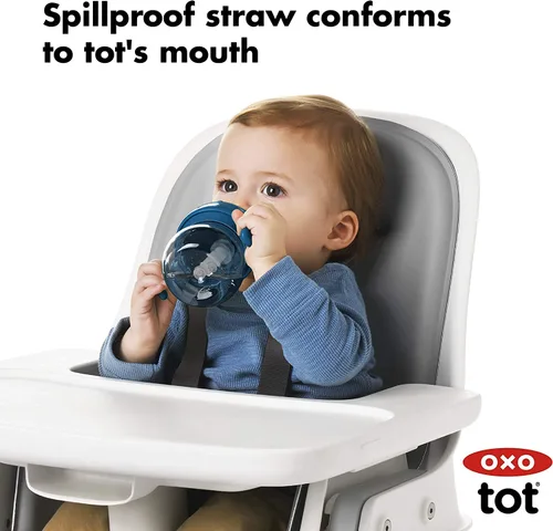Miniatura 5 de OXO Tot Transitions Vaso con Pajita con Asas 6 oz - Azul Marino - Paquete de 2