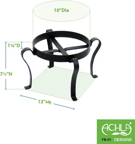 Miniatura 4 de Achla Designs Soporte para macetas de patio, 8 pulgadas de alto, color negro