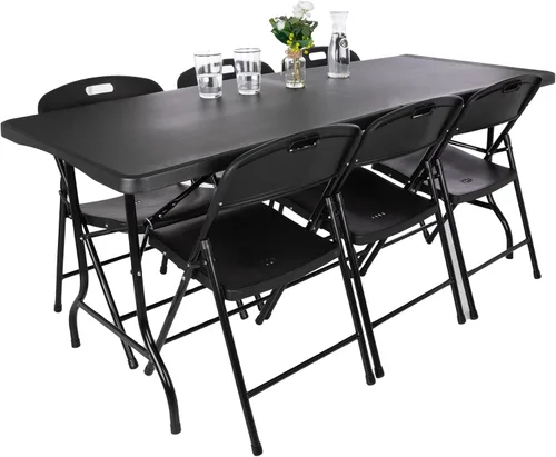 Miniatura 7 de Lavish Home Mesas plegables portátiles – Escritorio plegable portátil ligero – Mesa de plástico de 6 pies de largo para camping, jugar a las cartas