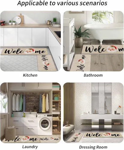 Miniatura 6 de Tapete de baño de Santa para bañera, antideslizante, de secado rápido y absorbente, tierra de diatomeas, fregadero de ducha para dormitorio, cocina