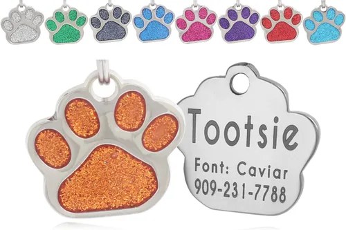 Miniatura 11 de Etiquetas de identificación de mascotas de acero inoxidable grabadas con láser, personalizadas para perros y gatos, etiqueta redonda de hueso