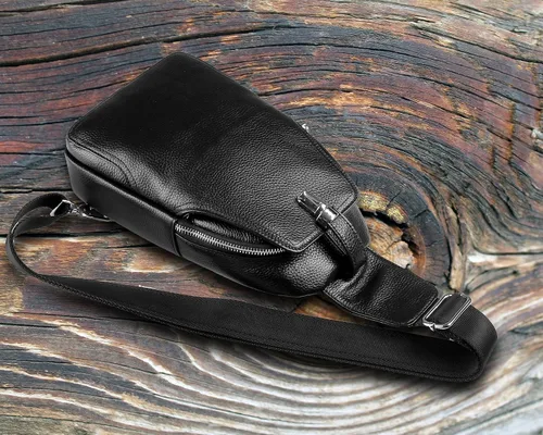 Miniatura 2 de DK86 Mochila bandolera de cuero para el pecho bolso cruzado para el hombro mochila de viaje para hombres y mujeres Negro 1 Mochilas Daypack