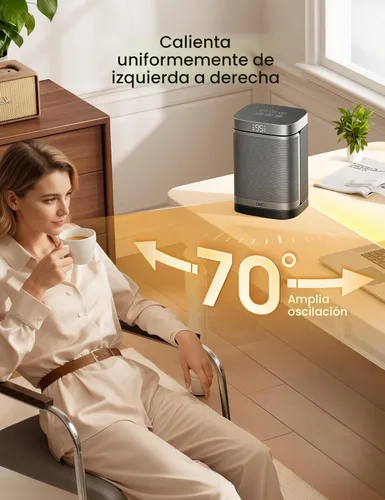 Miniatura 7 de Dreo – Calentador portátil eléctrico oscilante de 70° de cerámica PTC de 1500W con termostato, 4 modos, temporizador de 12 horas; seguro y rápido