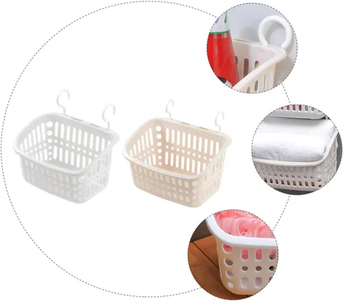 Miniatura 2 de STOBAZA Contenedor organizador de 2 piezas, estante colgante, maquinillas de afeitar, cesta de drenaje, organizador de ducha, champú para colgar