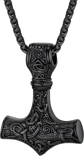 U7 Collares de nudo celta, joyería vikinga nórdica de acero inoxidable, martillo de Thor, runas, triqueta mágica, nudo trinitario, colgante de cruz
